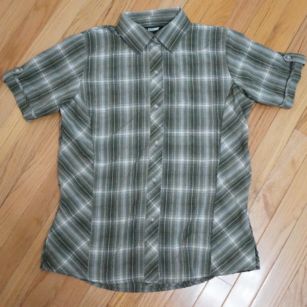 Blackhawk Strenia Top Plaid Short Sleeve Shirt